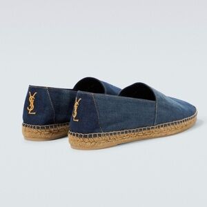 Saint Laurent Blue Jeans Denim YSL Gold Logo Slip On
Espadrille Flat - 36